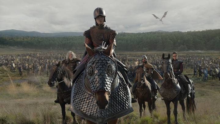 Tommy Flanagan (Roderick Dustin), Archie Barnes (Oscar Tully), and Annie Shapero (Black Aly) in House of the Dragon season 3 episode 8. Photograph by Theo Whiteman/HBO. Tommy Flanagan (Roderick Dustin), Archie Barnes (Oscar Tully), and Annie Shapero (Black Aly) in House of the Dragon season 3 episode 8. Photograph by Theo Whiteman/HBO.