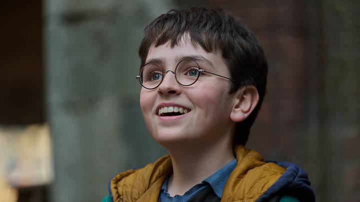 Dominic McLaughlin (Harry Potter) in Harry Potter and the Philosopher's Stone. Photograph by Aidan Monaghan/HBO.