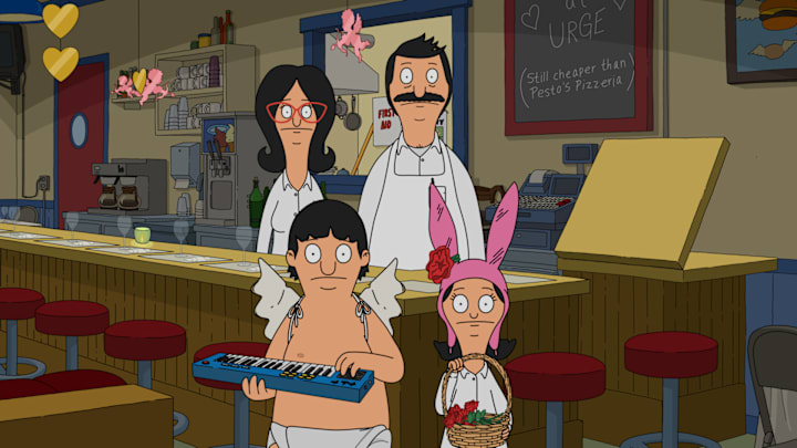 BOB'S BURGERS: Louise convinces her parents to cash in on the lucrative Valentine's Day dinner business, even though it means putting Bob and Linda's own Valentine's Day plans on hold. Meanwhile, Tina attends Tammy's Anti-Valentine's Day party in the "Romancing the Beef" ValentineÕs Day-themed episode of BOBÕS BURGERS airing Sunday, Feb. 14 (9:00-9:30 PM ET/PT) on FOX. BOBÕS BURGERS © 2021 by Twentieth Century Fox Film Corporation.