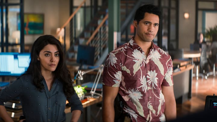 “Dies Irae” – When a figure from Tennant’s CIA past reemerges, the NCIS team seeks help from the most unlikely place in order to catch a killer who threatens to destroy everything Tennant has built, on the conclusion to the two-part second season finale of the CBS Original series NCIS: HAWAI’I, Monday, May 22 (10:00-11:00 PM, ET/PT) on the CBS Television Network, and available to stream live and on demand on Paramount+*. Pictured: Yasmine Al-Bustami as Lucy Tara and Alex Tarrant as Kai Holman.