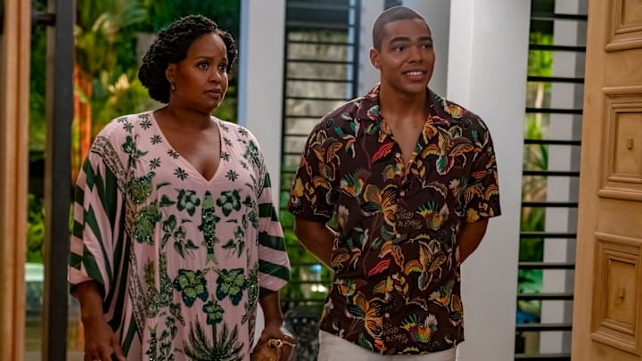 Natasha Rothwell and Nicholas Duvernay in The White Lotus season 3