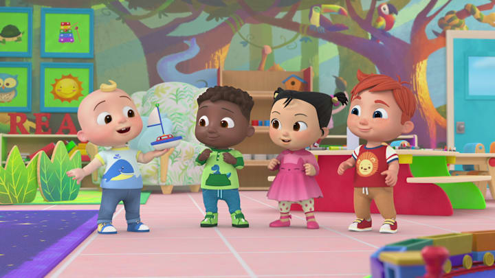 CoComelon Lane: Season 2. (L-R) Cruze McKinnon as JJ, Denzel Onaba as Cody, Diana Tsoy as Cece, and Sebastian Billingsley-Rodriguez as Nico in CoComelon Lane: Season 2. Cr. NETFLIX © 2024