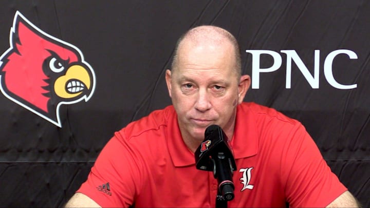 STILL FROM VIDEO: Louisville head football coach Jeff Brohm talked about corrections needed on both sides of the ball before facing Virginia. STILL FROM VIDEO: Louisville head football coach Jeff Brohm talked about corrections needed on both sides of the ball before facing Virginia.