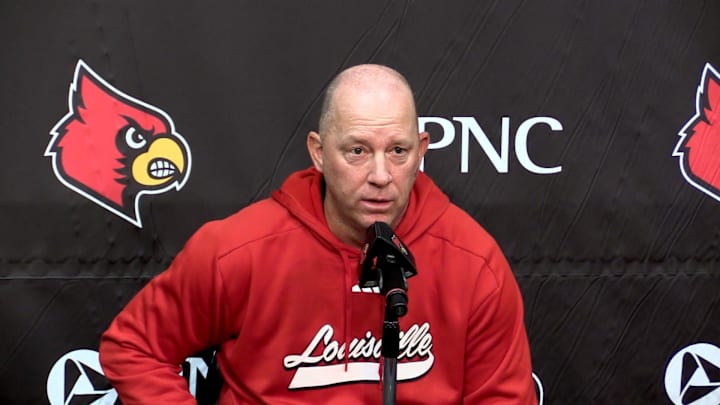 STILL FROM VIDEO: Louisville coach Jeff Brohm 