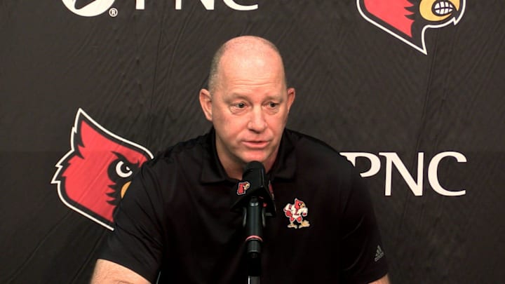 STILL FROM VIDEO: University of Louisville head football coach Jeff Brohm met with the media, discussing his excitement with working with Vince Marrow. STILL FROM VIDEO: University of Louisville head football coach Jeff Brohm met with the media, discussing his excitement with working with Vince Marrow.