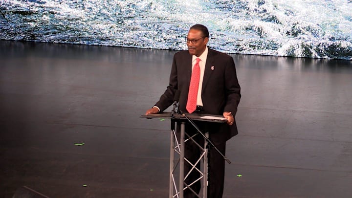 STILL FROM VIDEO: Former U of L basketball player Junior Bridgeman eulogized his former coach and mentor Denny Crum during funeral services at Southeast Christian Church on Monday morning. May 15, 2023 STILL FROM VIDEO: Former U of L basketball player Junior Bridgeman eulogized his former coach and mentor Denny Crum during funeral services at Southeast Christian Church on Monday morning. May 15, 2023