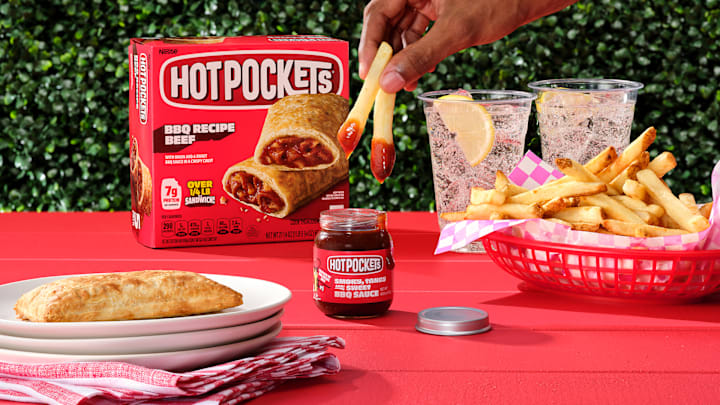 Hot Pockets BBQ Sauce Hero Shot with Fries