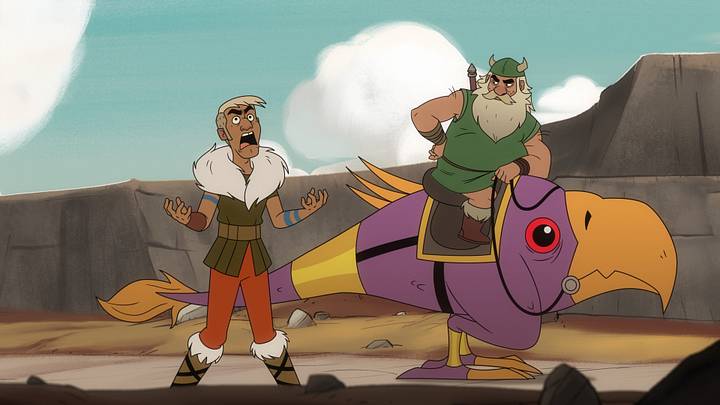 Gillius rides on his ridable monster next to Hampton in Golden Axe. Gillius rides on his ridable monster next to Hampton in Golden Axe.
