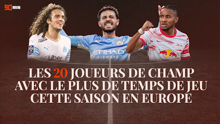 Mattéo Guendouzi, Bernardo Silva et Christopher Nkunku font partie des joueurs qui jouent le plus cette saison en Europe. 