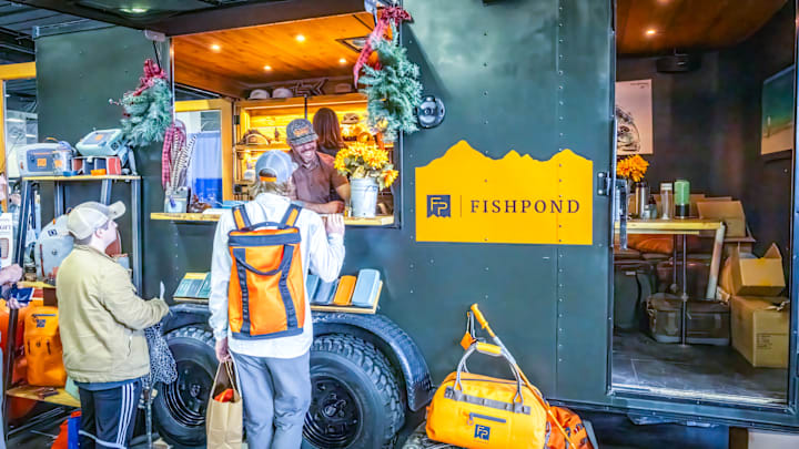 Fishpond welcomed anglers to a converted trailer full of new gear. You could come and hang out, talk with the reps, and go hands-on with gear you might want. 