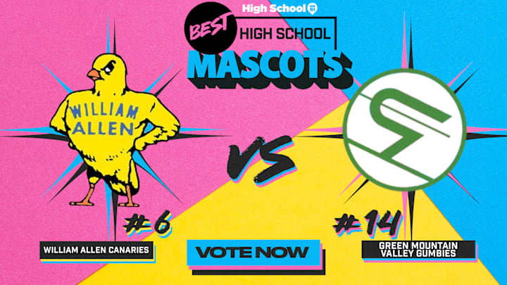 The William Allen Canaries (Pennsylvania) take on the Green Mountain Valley Gumbies (Vermont) in Round 2 of our national high school mascot bracket.