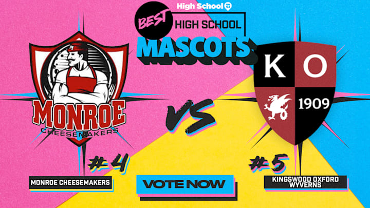 The Monroe Cheesemakers (Wisconsin) take on the Kingswood Oxford Wyverns (Connecticut) in Round 2 of our national high school mascot tournament.