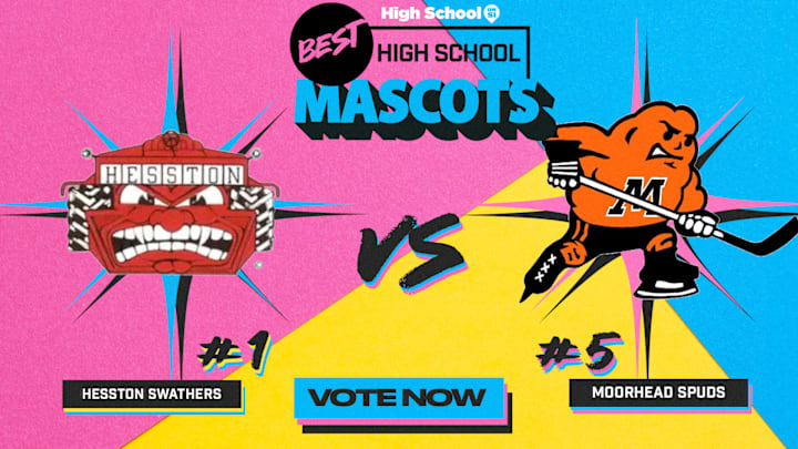 The Hesston Swathers (Kansas) take on the Moorhead Spuds (Minnesota) in the Sweet 16 of our national high school mascot bracket. The Hesston Swathers (Kansas) take on the Moorhead Spuds (Minnesota) in the Sweet 16 of our national high school mascot bracket.