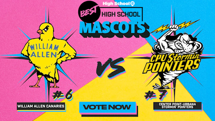 The William Allen Canaries (PA) take on the Center-Point Urbana Stormin' Pointers (Iowa) in the Sweet 16 of our national high school mascot bracket.