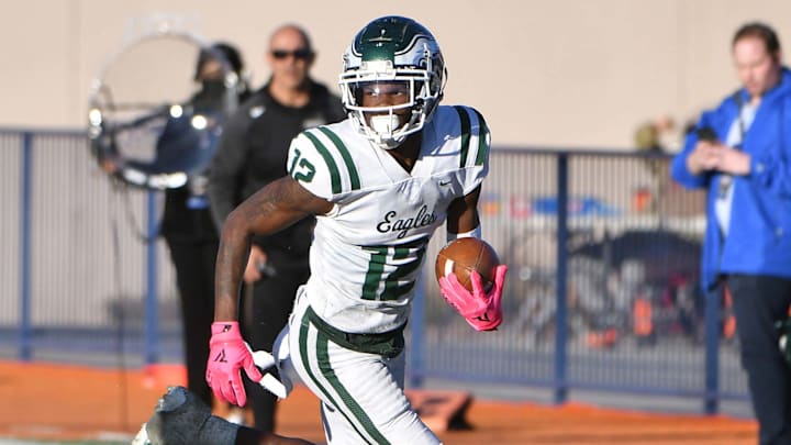Travis Hunter of Collins Hill (Ga.) shown during the 2021 GEICO State Champions Bowl Series game against Graham-Kapowsin (Wash.) at Bishop Gorman High School in Las Vegas.