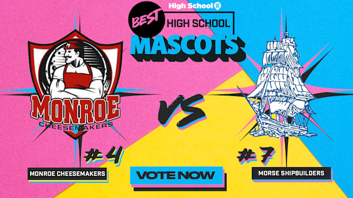 The Monroe Cheesemakers (Wisconsin) take on the Morse Shipbuilders (Maine) in the Final 4 of our national high school mascot bracket.