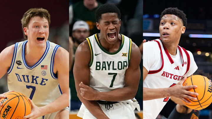 Baylor Bears guard VJ Edgecombe (7) / Duke Blue Devils guard Kon Knueppel (7) / Rutgers Scarlet Knights guard Ace Bailey (4) 