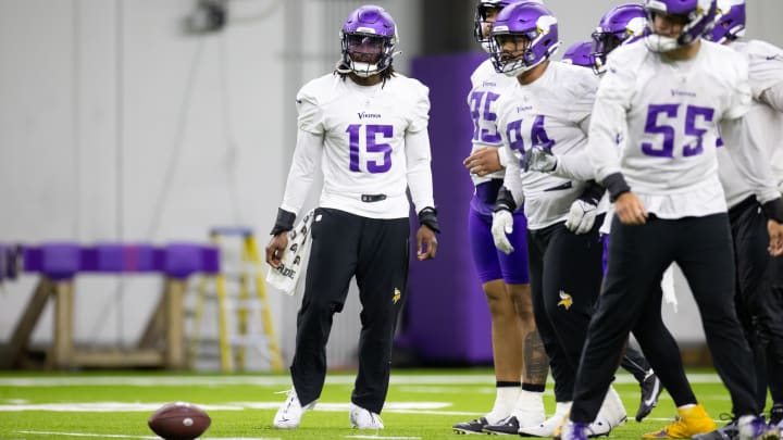 Dallas Turner (15) at Vikings OTA practice Dallas Turner (15) at Vikings OTA practice