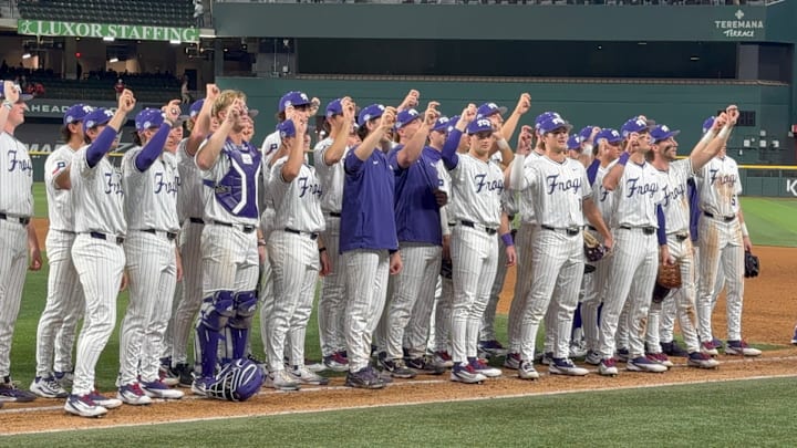 The TCU Horned Frogs celebrate after knocking off the No. 7-ranked Arkansas Razorbacks. 