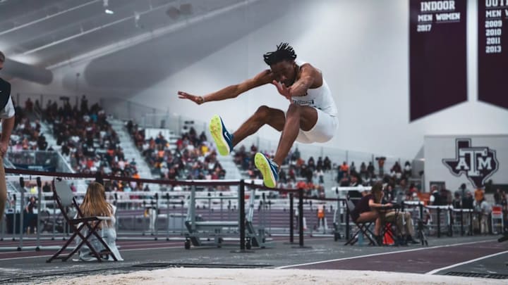 2024, College Station, Texas, USA; Sophomore Jonathan Seremes competes in the triple jump at the SEC Indoor Championship. Mandatory Credit: Mizzou Athletics 2024, College Station, Texas, USA; Sophomore Jonathan Seremes competes in the triple jump at the SEC Indoor Championship. Mandatory Credit: Mizzou Athletics