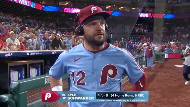 Kyle Schwarber wishes he did one thing different during his historic night for the Phillies.