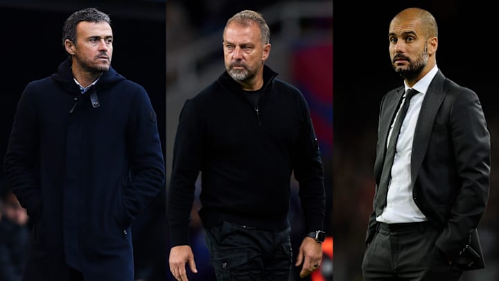 Luis Enrique (left), Hansi Flick and Pep Guardiola all won La Liga in their first season with Barcelona.