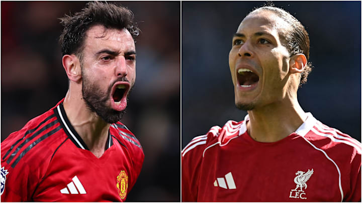 Bruno Fernandes (left) and Virgil van Dijk captain Manchester United and Liverpool respectively.