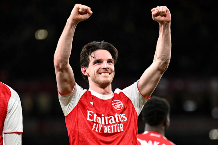 Declan Rice celebrating.