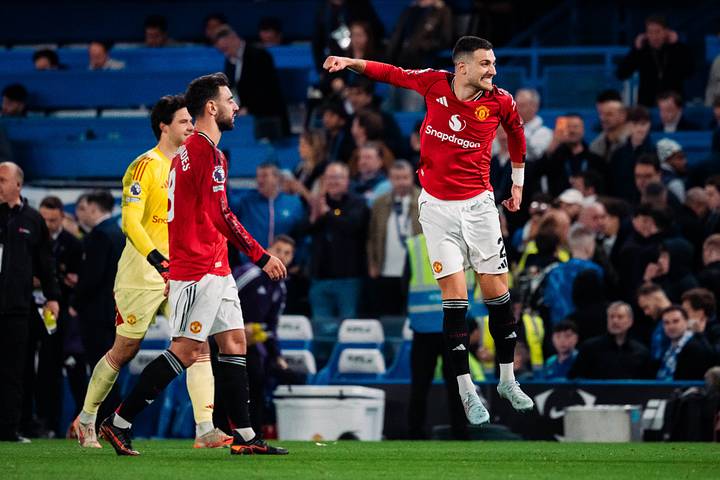 Diogo Dalot celebrating. Diogo Dalot celebrating.
