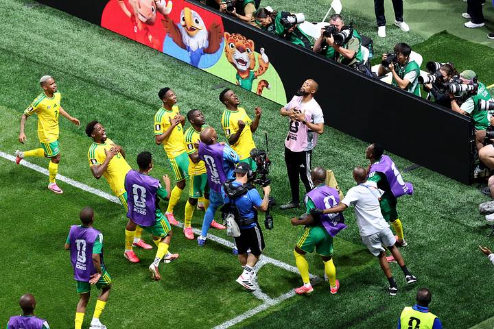 South Africa players celebrating.