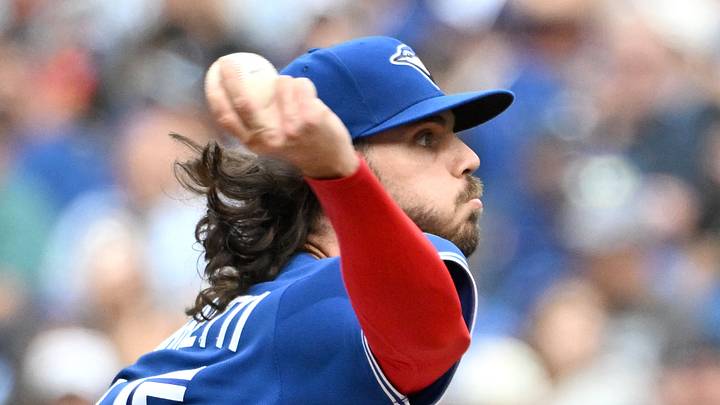 Toronto Blue Jays relief pitcher Spencer Arrighetti (45). Mandatory Credit: Dan Hamilton-Imagn Images Toronto Blue Jays relief pitcher Spencer Arrighetti (45). Mandatory Credit: Dan Hamilton-Imagn Images