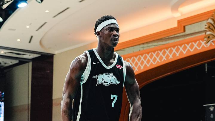 Arkansas Razorbacks guard JJ Andrews celebrates after a made dunk against Carleton University at the Baha Mar Summer League. Arkansas Razorbacks guard JJ Andrews celebrates after a made dunk against Carleton University at the Baha Mar Summer League.