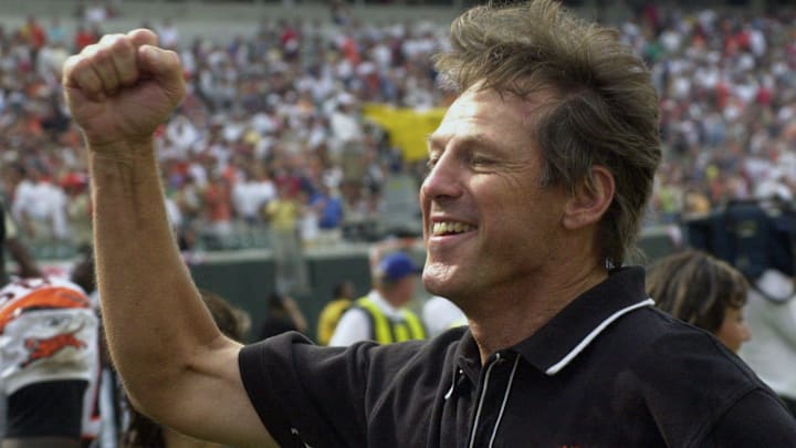 Text: 2001.0909.13.ditphoto-Bengals- Cincinnati Bengals Head Coach Dick LeBeau is all smiles as he run off the field after his team beat The New England Patriots 23 to 16. C-E photo by Ernest Coleman for sports
Title No Title Text: 2001.0909.13.ditphoto-Bengals- Cincinnati Bengals Head Coach Dick LeBeau is all smiles as he run off the field after his team beat The New England Patriots 23 to 16. C-E photo by Ernest Coleman for sports
Title No Title