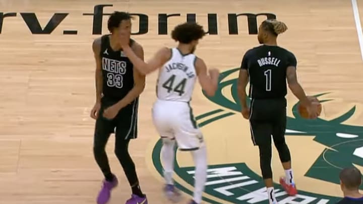 Andre Jackson Jr. hit Nic Claxton in the face while navigating a screen and got ejected.