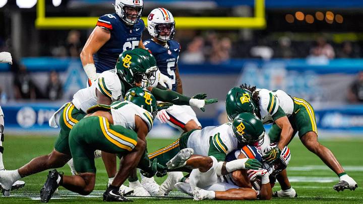 The Baylor defense was flying to the ball on Saturday. The Baylor defense was flying to the ball on Saturday.