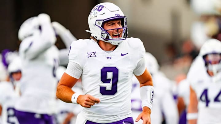 TCU quarterback Ken Seals (9) will lead the Horned Frogs in the 2025 Alamo Bowl.
