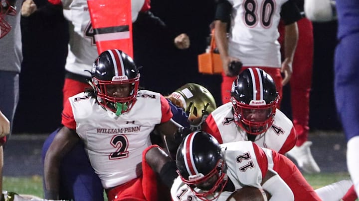 William Penn's Rodney White (12) comes up with a fumble recovery for a turnover in Salesianum's win Friday, Oct. 22, 2021 at Abessinio Stadium.

Salesianum V William Penn