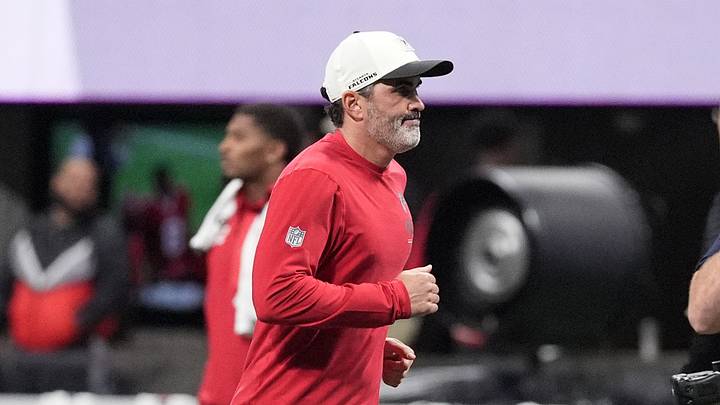 Oct 11, 2026; Atlanta, Georgia, USA;  Atlanta Falcons head coach Kevin Stefanski leaves the field after losing to the Baltimore Ravens at Mercedes-Benz Stadium.  Mandatory Credit: Dale Zanine-Imagn Images