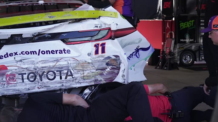 A hung throttle on the No. 11 FedEx Toyota Camry XSE sent Denny Hamlin careening into the Turn 3 wall during NASCAR Cup Series practice at Martinsville Speedway.