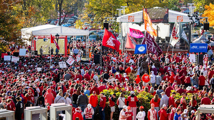 ESPN's College GameDay broadcasts live before the Indiana vs, Washington football game Oct. 26, 2024, at Memorial Stadium.