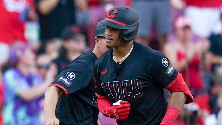 Cincinnati Reds third baseman Noelvi Marte (16) runs the bases after hitting a home run in the third inning of a MLB game between the Cincinnati Reds and Colorado Rockies, Friday, July 11, 2025, at Great American Ball Park in Downtown Cincinnati. Cincinnati Reds third baseman Noelvi Marte (16) runs the bases after hitting a home run in the third inning of a MLB game between the Cincinnati Reds and Colorado Rockies, Friday, July 11, 2025, at Great American Ball Park in Downtown Cincinnati.