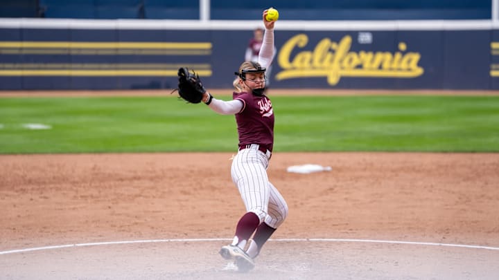 Emma Mazzarone was in the circle against the Golden Bears on Sunday. Emma Mazzarone was in the circle against the Golden Bears on Sunday.