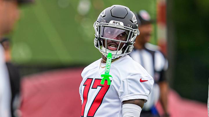 Jun 16, 2026; Atlanta, GA, USA; Atlanta Falcons wide receiver Zachariah Branch (17) in action on the field during Minicamp. Mandatory Credit: Dale Zanine-Imagn Images
