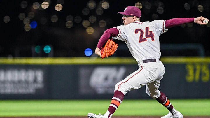 Peyton Smith delivers a pitch vs William & Mary in 2026. Peyton Smith delivers a pitch vs William & Mary in 2026.