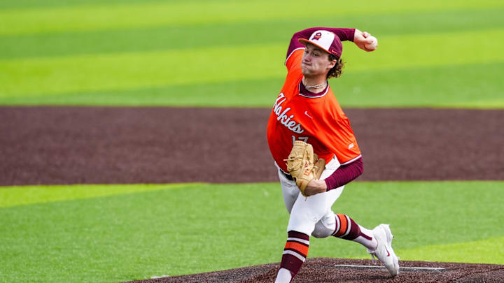 Brett Renfrow delivers a pitch in game two vs Duke in 2026. Brett Renfrow delivers a pitch in game two vs Duke in 2026.