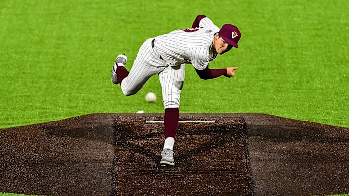 Blacksburg, VA — Luke Craytor delivers a pitch against Liberty in 2026.