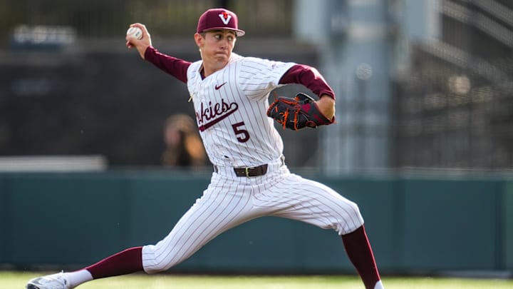 Blacksburg, VA — Aiden Robertson delivers a pitch vs ETSU 2026.