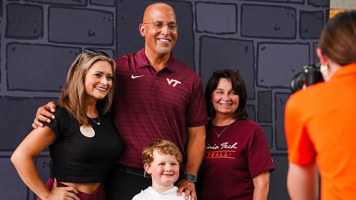 BLACKSBURG, Va. — James Franklin taking photos with fans during Virginia Tech's 2026 fan day. BLACKSBURG, Va. — James Franklin taking photos with fans during Virginia Tech's 2026 fan day.