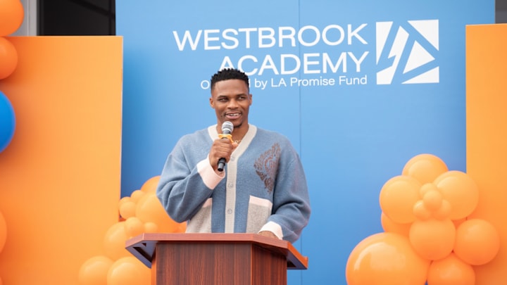 Denver Nuggets guard Russell Westbrook reveals his new Westbrook Academy facility.