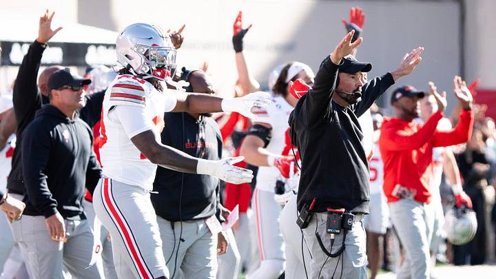 Ohio State Head Coach Ryan Day celebrates as they defeat Indiana during the Indiana versus Ohio State football game at Memorial Stadium on Saturday, Oct. 17, 2026. Ohio State Head Coach Ryan Day celebrates as they defeat Indiana during the Indiana versus Ohio State football game at Memorial Stadium on Saturday, Oct. 17, 2026.
